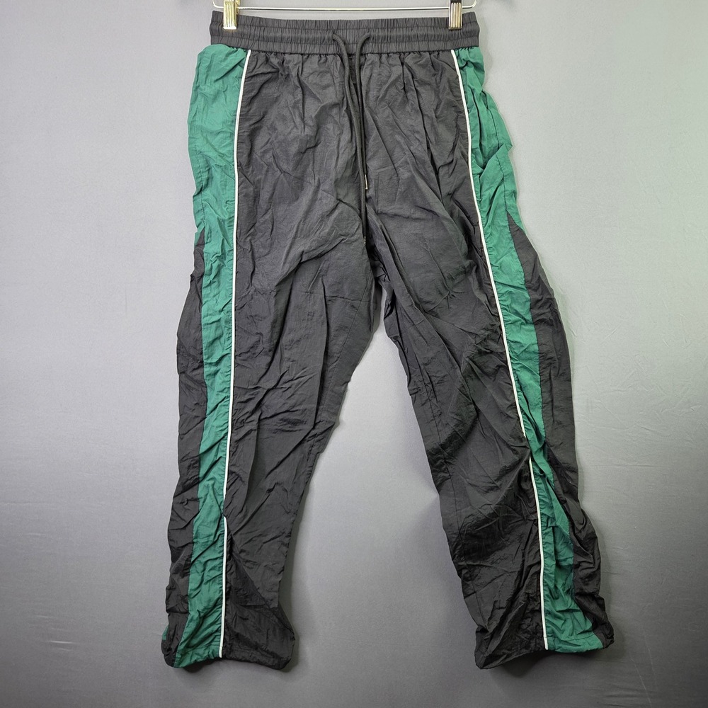 Manfinity Track Pants Windbreaker Joggers M Black Green Colorblock Sporty 1819